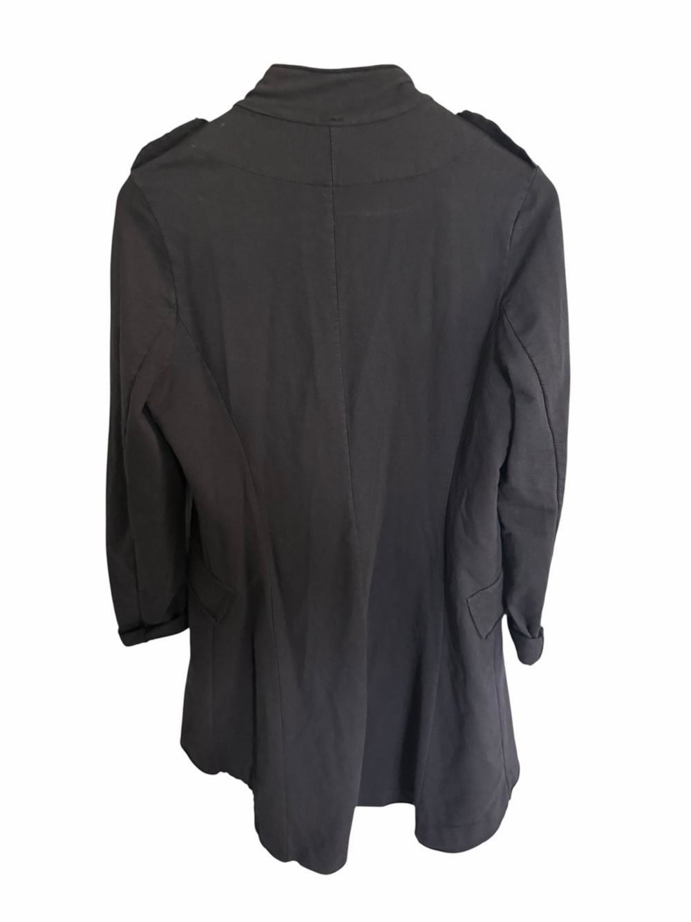 Venti6 Women's Black Military-Style Longline Trench Coat Knit - Picture 8 of 8